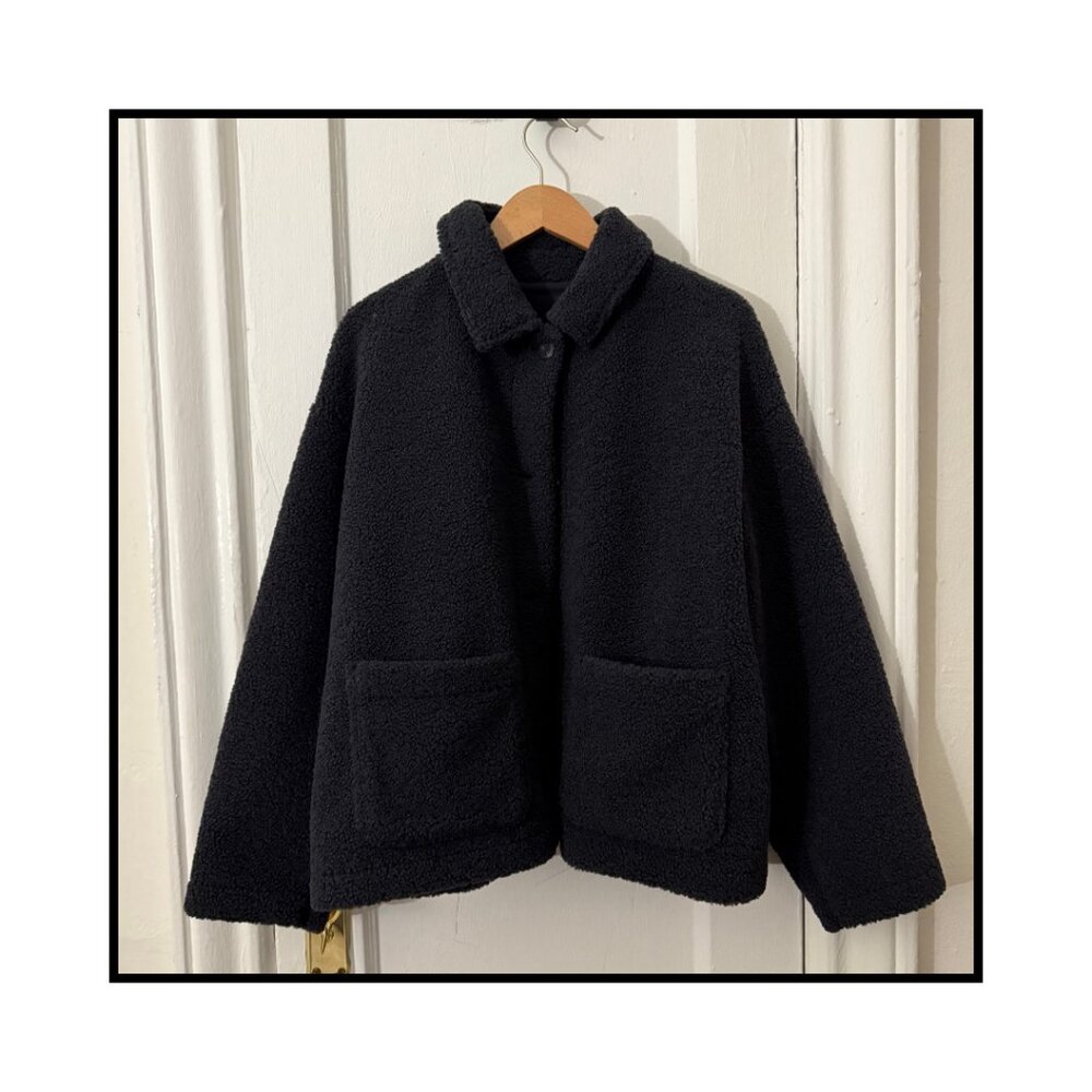 Uniqlo Blue Button Down Teddy Bear Jacket size XXL